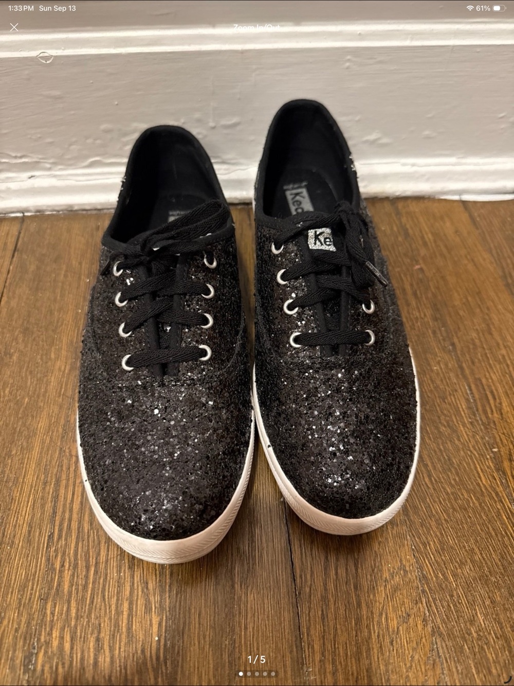 Keds Black Glitter Lace-Up Sneakers